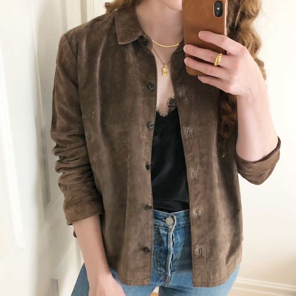 Vintage Parisian Genuine Suede Button Up Shacket - Picture 3 of 7